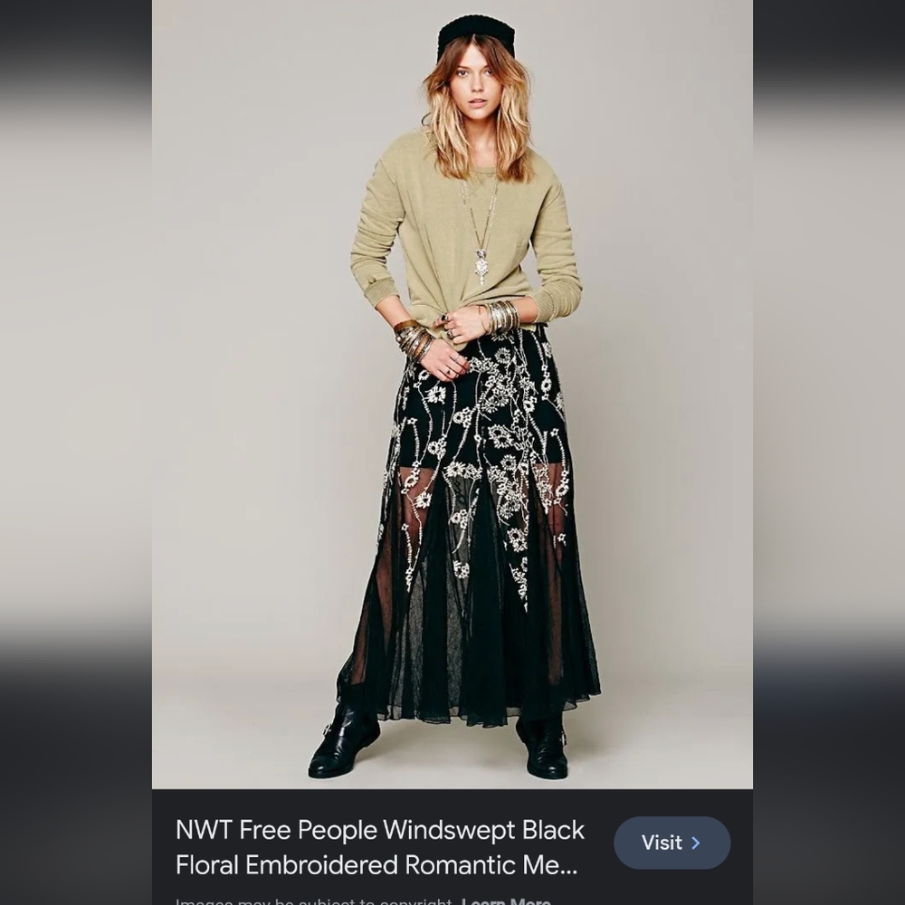 Free People Windswept Mesh Floral Maxi Skirt S